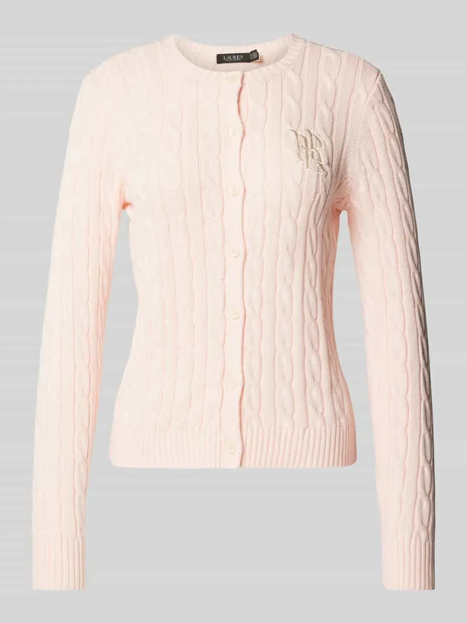 Lauren Ralph Lauren Strickjacke mit Label-Stitching Modell 'RALHAN' in Pink