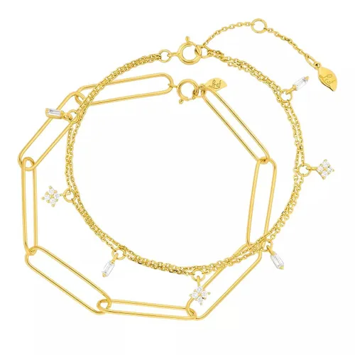 Leaf Armband - Bracelet Set Big Square, silver gold plate - Gr. M - in Silber - für Damen