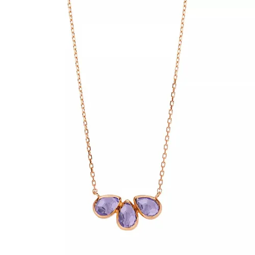 Leaf Halskette - Necklace Teardrop Triple Amethyst - Gr. unisize - in Silber - für Damen