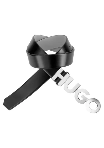 Ledergürtel HUGO Gr. 90, schwarz Damen Gürtel Ledergürtel mit Logo-Schliesse