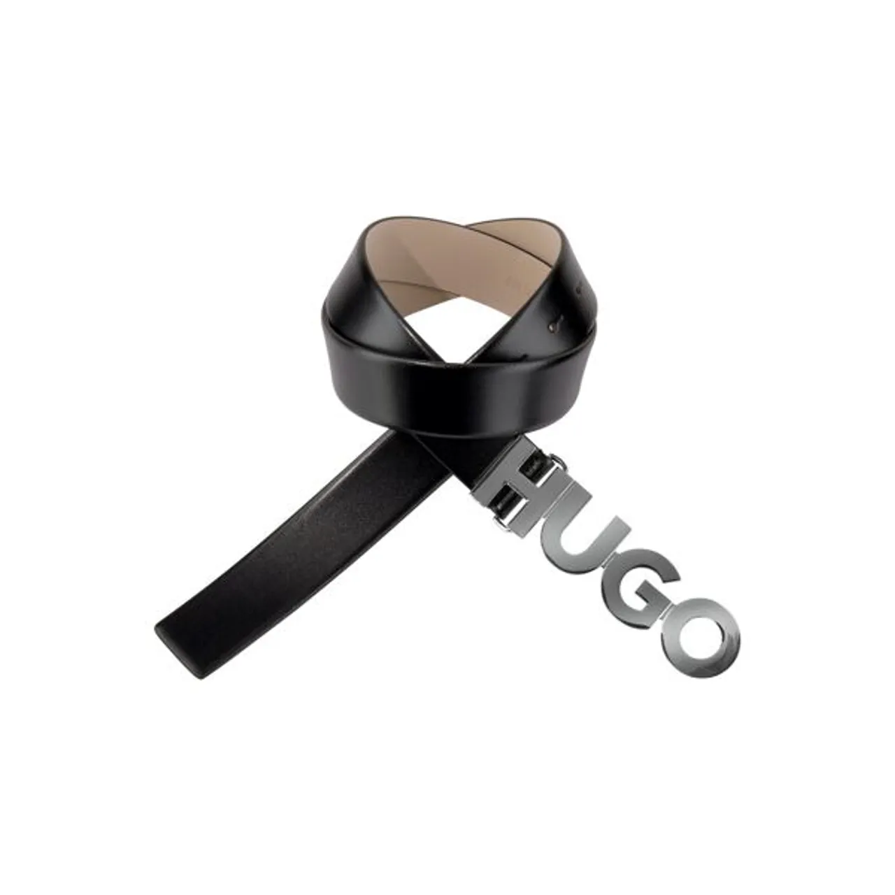 Ledergürtel HUGO Gr. 90, schwarz Damen Gürtel Ledergürtel mit Logo-Schliesse
