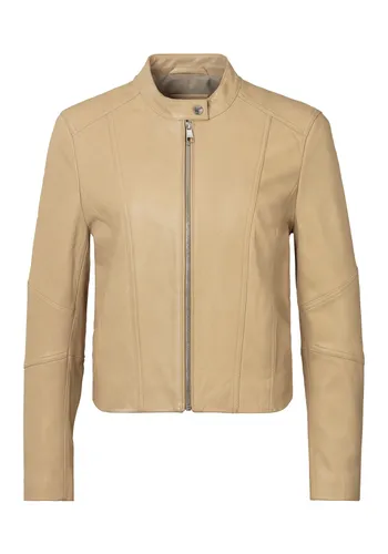 Lederjacke BOSS ORANGE "C_Saleste Premium Damenmode" Gr. 38, beige (medium beige269) Damen Jacken Lederjacken mit verstärkten Ärmelpartien