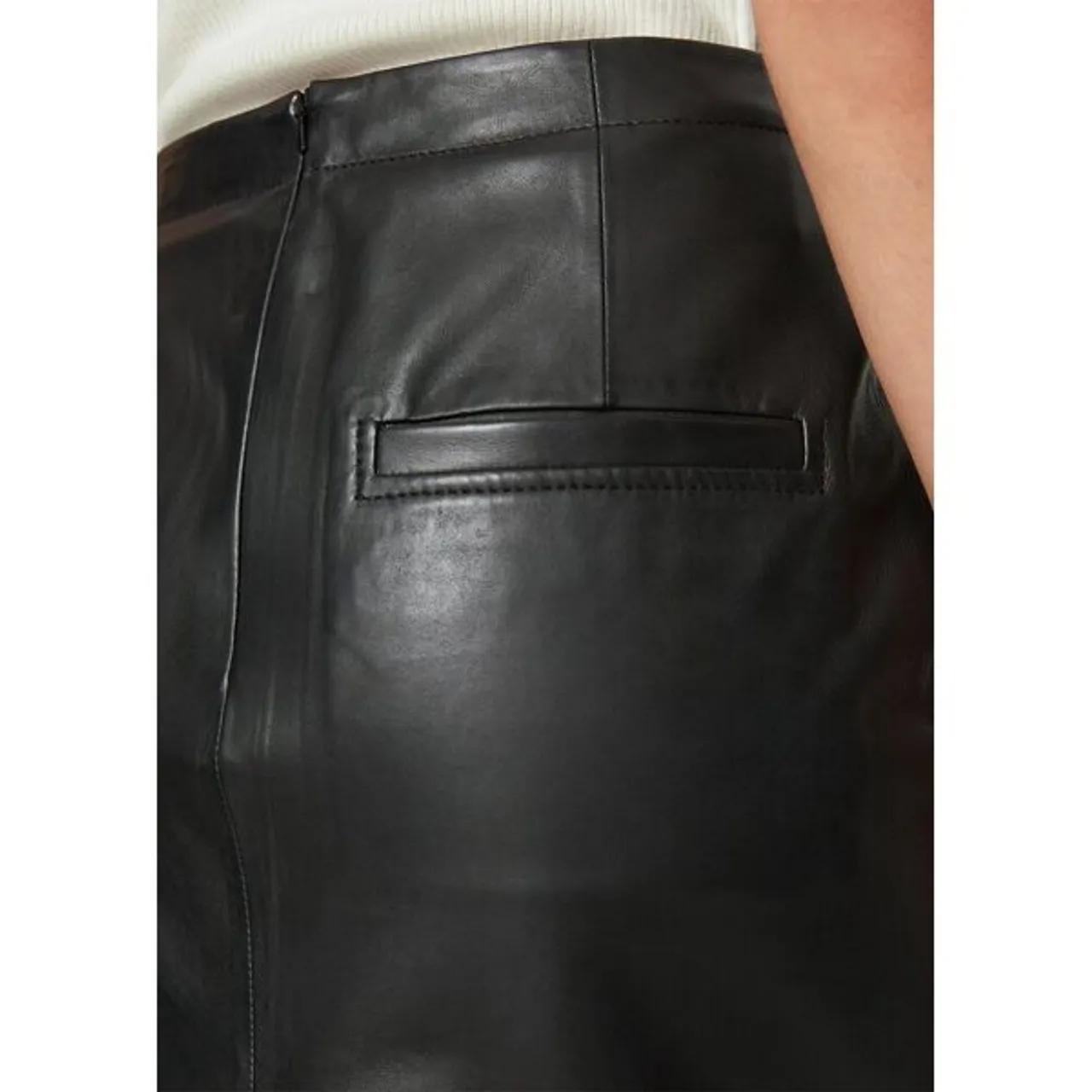 Lederrock MARC O'POLO "aus softem Lammleder" Gr. 32, schwarz Damen Röcke Lederröcke