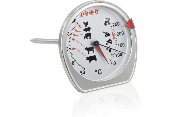 Leifheit Grillthermometer Leifheit Fleischthermometer für BBQ Fleisch, kombinierte Anzeige für Ofentemperatur und Kerntemperatur auf einem Blick, Ofen...
