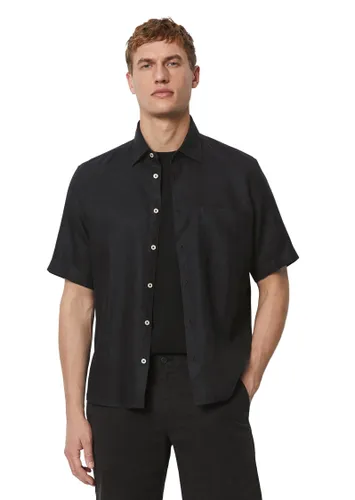 Leinenhemd MARC O'POLO Gr. XL, N-Gr, schwarz Herren Hemden Leinenhemden mit aufgesetzter Brusttasche