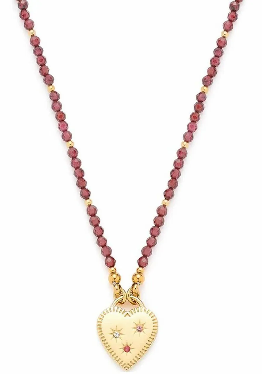 LEONARDO Kette mit Anhänger Halskette Herz, Anka, 023228, mit Granat, Kristallglas