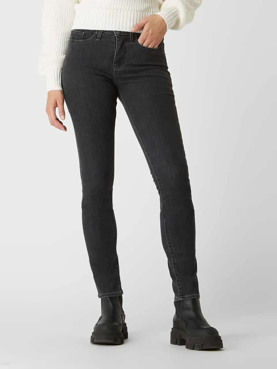 Levi's® 300 Shaping Skinny Fit Jeans mit Stretch-Anteil Modell '511' in Dunkelgrau