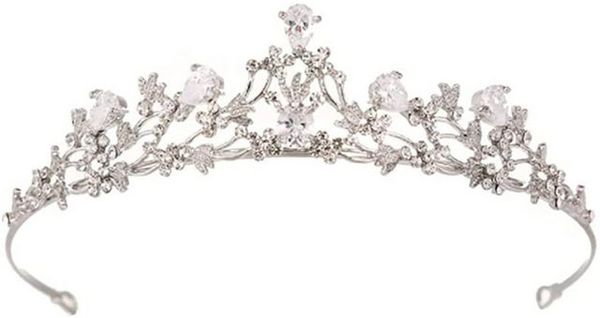 Leway Diadem »Krone Damen Tiara Eingelegte Kristallblume Braut Hochzeit Krone Weiß K Zirkon Strass Krone« (1-tlg)