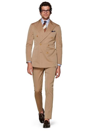 Light Brown Herringbone Havana Suit