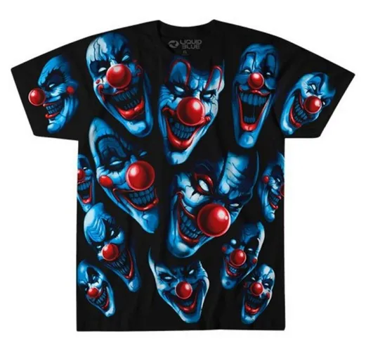 Liquid Blue T-Shirt All Over Clowns