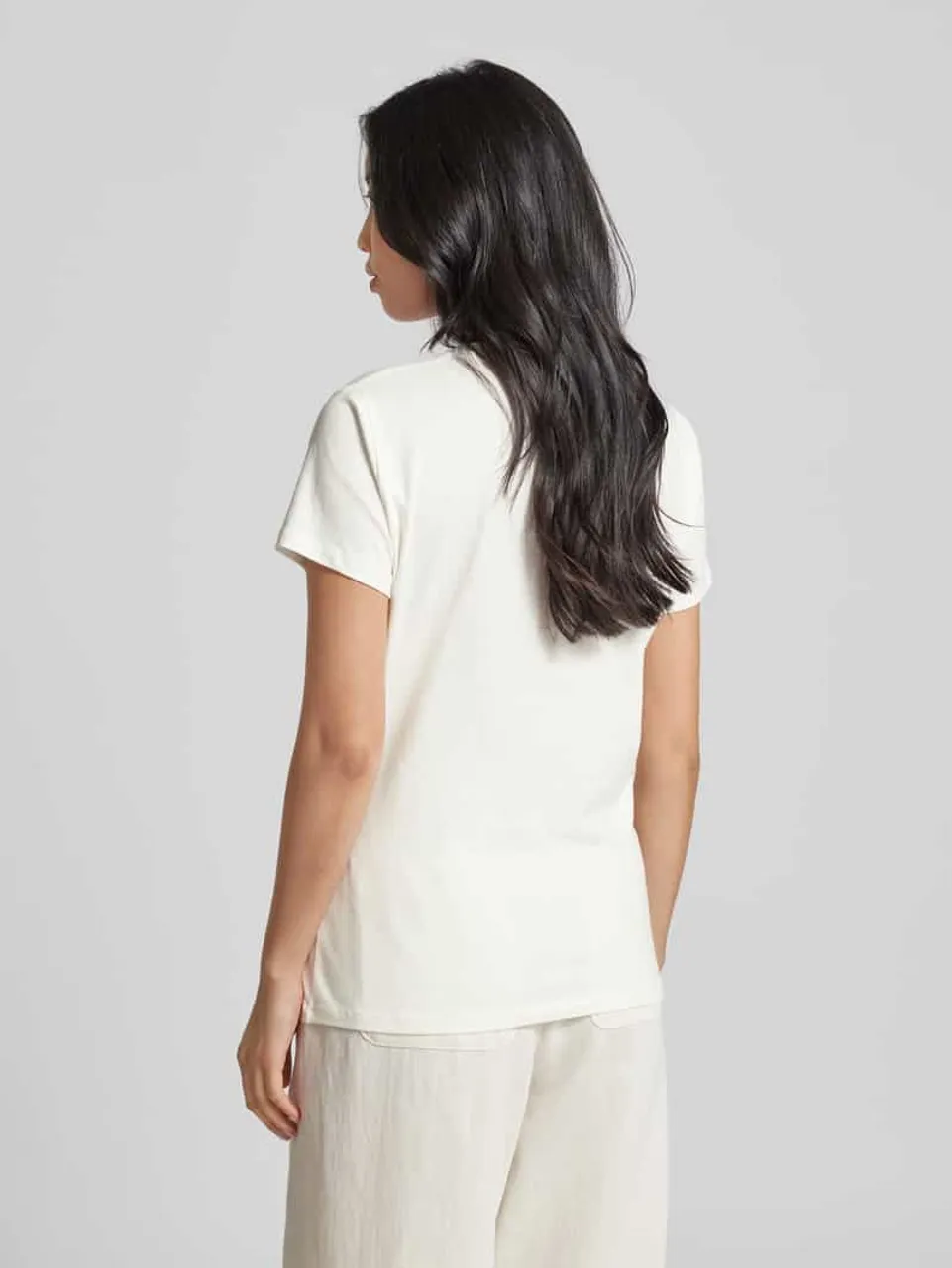 LIU JO SPORT T-Shirt mit Label-Print und Ziersteinbesatz in Weiss