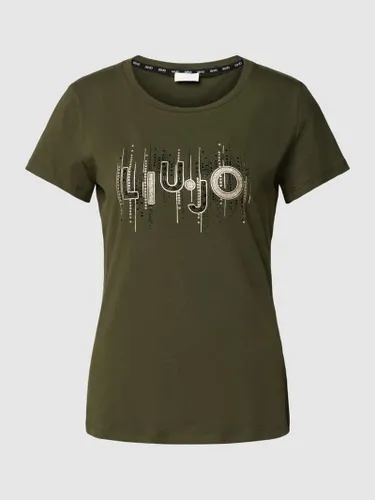 LIU JO SPORT T-Shirt mit Ziersteinbesatz in Oliv