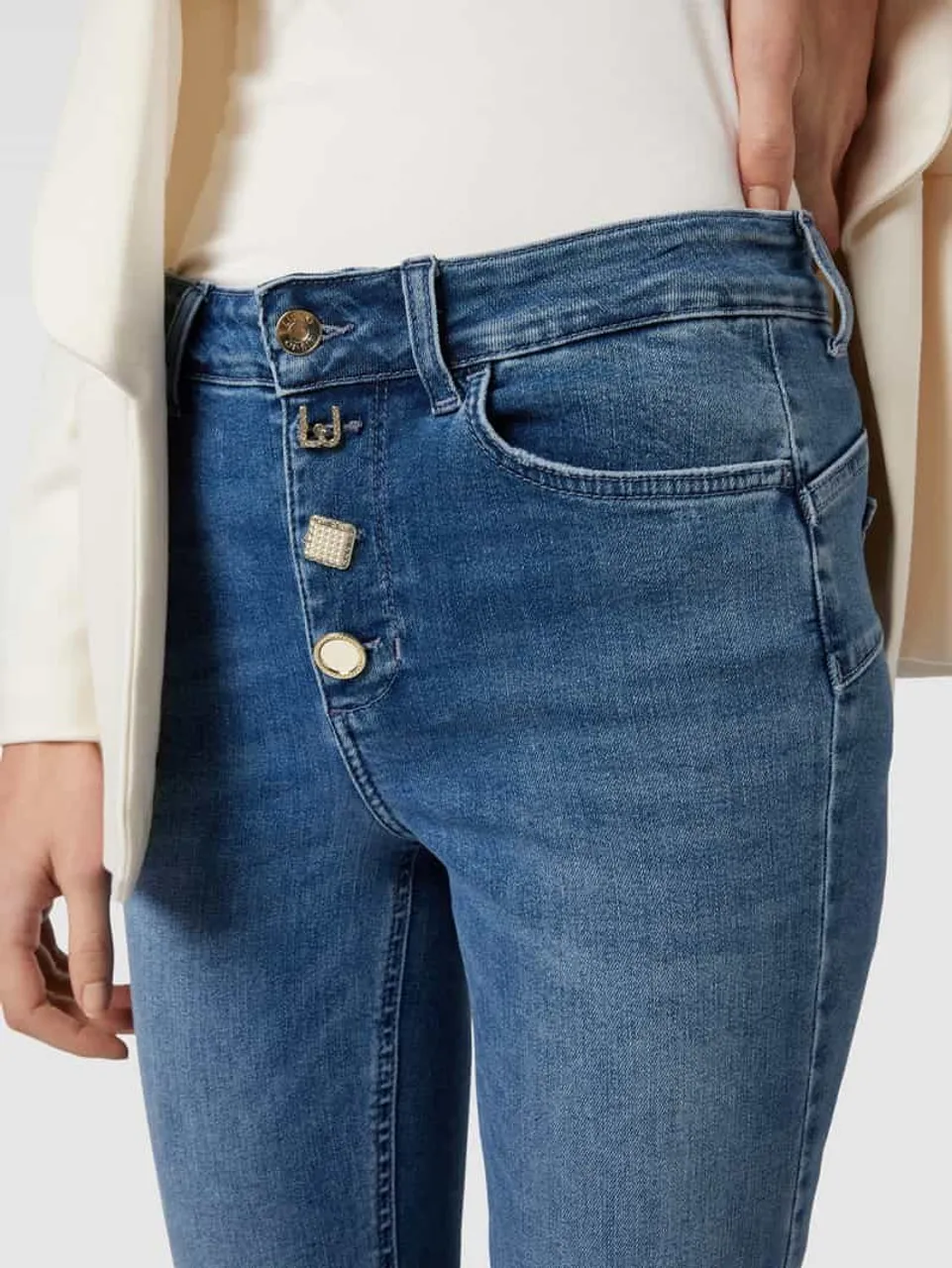 Liu Jo White Jeans mit Knopfleiste Modell 'PRINCESS' in Jeansblau