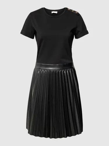 Liu Jo White Knielanges T-Shirt-Kleid mit Rockpartie in Leder-Optik in Black