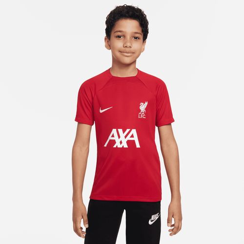 Liverpool FC Academy Pro Nike Dri-FIT Kurzarm-Fußballoberteil für ältere Kinder - Rot