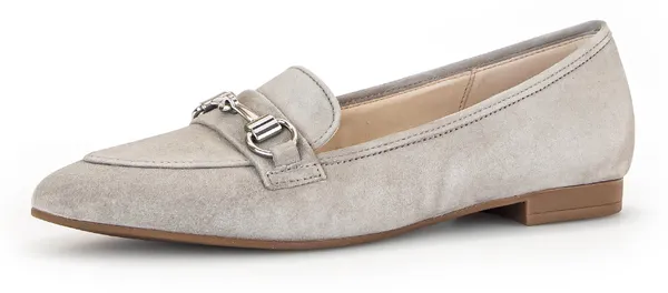 Loafer GABOR Gr. 36, beige (hellbeige) Damen Schuhe Slip ons Slipper, Business Schuh mit dekorativer Zierspange
