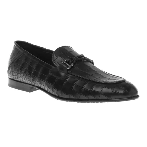 Loafer in black with crocodile print Baldinini