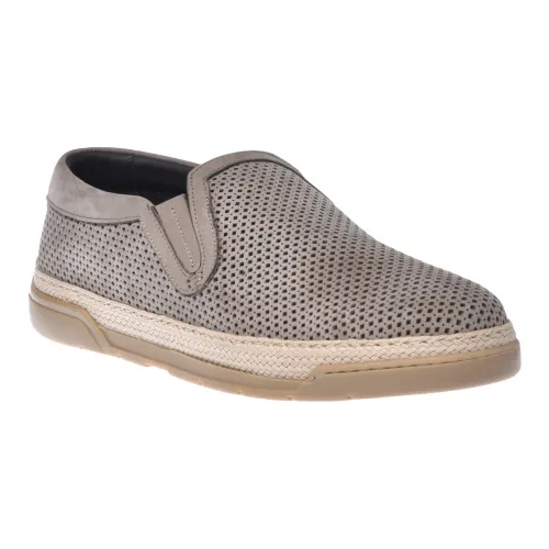 Loafer in taupe perforated nubuck Baldinini