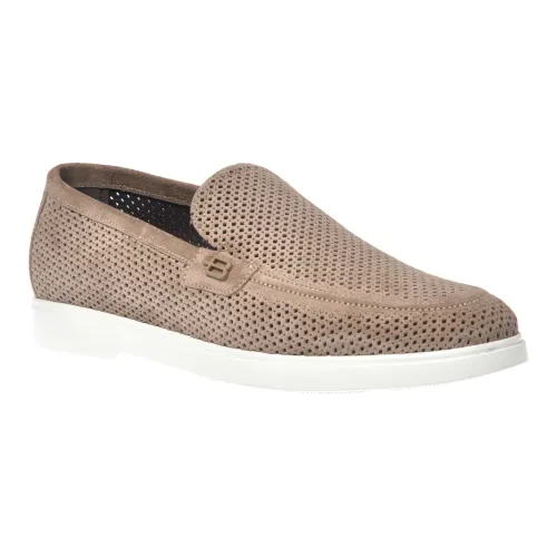 Loafer in taupe perforated suede Baldinini