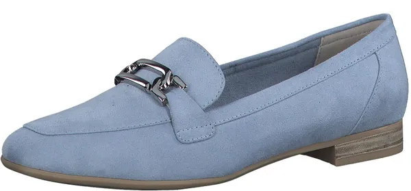 Loafer MARCO TOZZI Gr. 36, blau (hellblau) Damen Schuhe Slip ons Slipper, Business Schuh, Festtagsschuh mit elegantem Zierriegel
