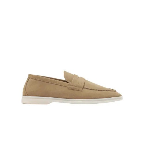 Loafers,Sand Suede Penny Loafers Scarosso