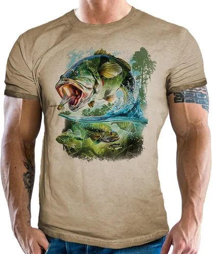 LOBO NEGRO® T-Shirt für Angler und Fischer im angesagten used Look.