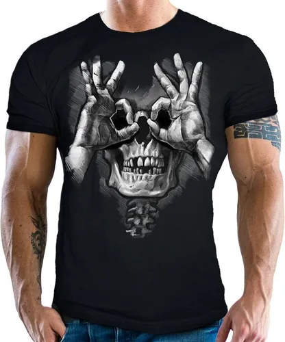 LOBO NEGRO® T-Shirt für Occult Gothic Dark Fans: Happy Skull