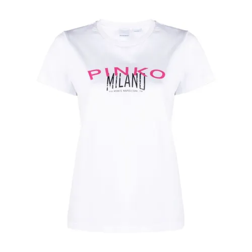 Logo Print Weiße T-Shirts und Polos Pinko