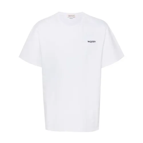 Logo Weißes T-Shirt Kurzarm Rundhals,Logo Weißes T-Shirt mit Kurzen Ärmeln Alexander McQueen