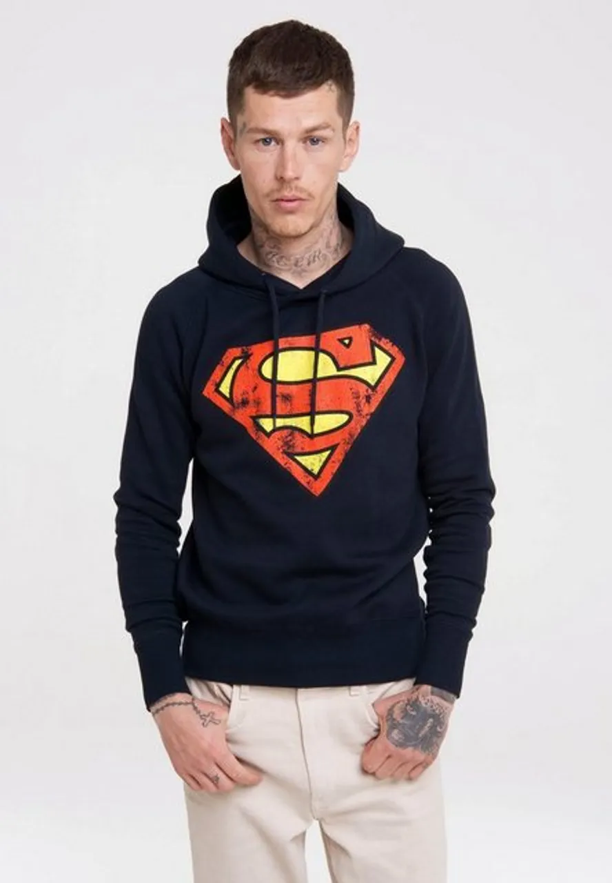 LOGOSHIRT Kapuzensweatshirt DC – Superman Logo mit Superhelden-Print