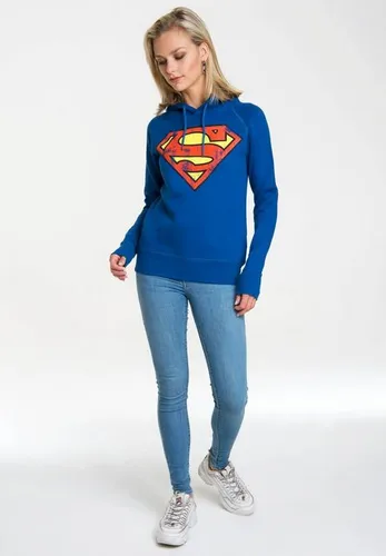 LOGOSHIRT Kapuzensweatshirt DC - Superman Logo mit Superhelden-Print
