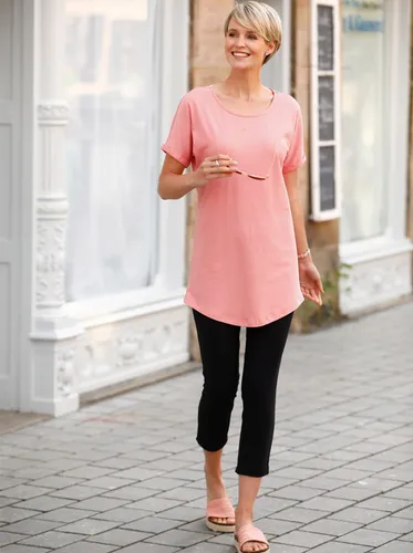 Longshirt CLASSIC BASICS "Longshirt" Gr. 38, rosa (flamingo) Damen Shirts Jersey