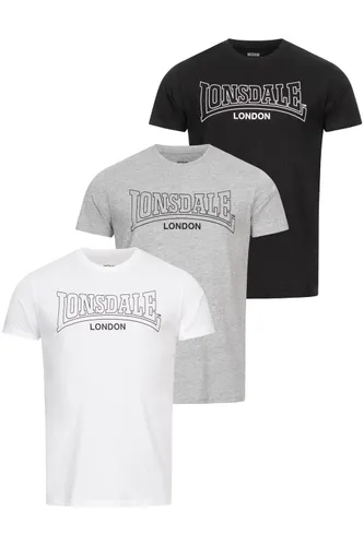 Lonsdale Herren T-Shirt Normale Passform Dreierpack BEANLEY