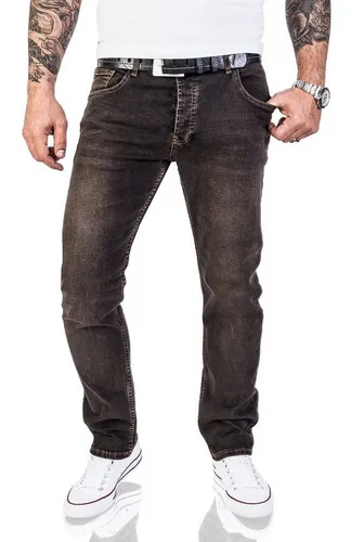 Lorenzo Loren Regular-fit-Jeans Herren Jeans Regular Fit Dunkelgrau LL-326