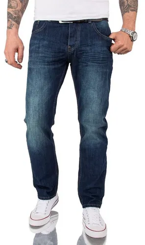 Lorenzo Loren Straight-Jeans Herren Jeans Regular Fit Blau LL-386