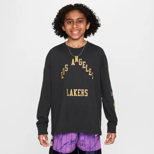 Los Angeles Lakers 2023/24 City Edition Nike NBA Max90 Longsleeve (ältere Kinder, Jungen) - Schwarz