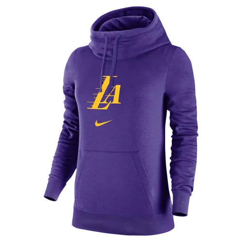 Los Angeles Lakers Club Fleece 2023/24 City Edition Nike NBA-Hoodie mit hohem Kragen für Damen - Lila