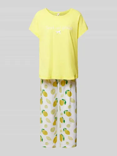 LOUIS & LOUISA Pyjama mit Statement-Stitching Modell 'Frisch und fröhlich' in Gelb