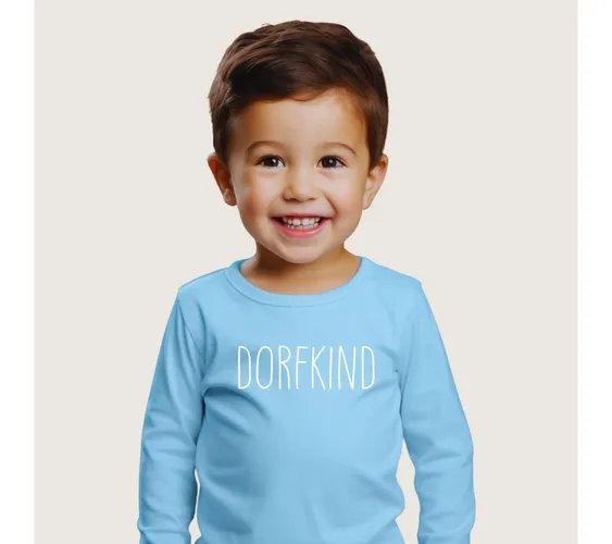 Lounis Print-Shirt Dorfkind - Kinder Langarmshirt - Shirt mit Spruch - Babyshirt Baumwolle