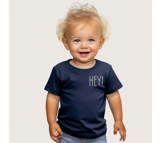 Lounis Print-Shirt Hey - Kinder T-Shirt - Shirt mit Spruch - Babyshirt Baumwolle