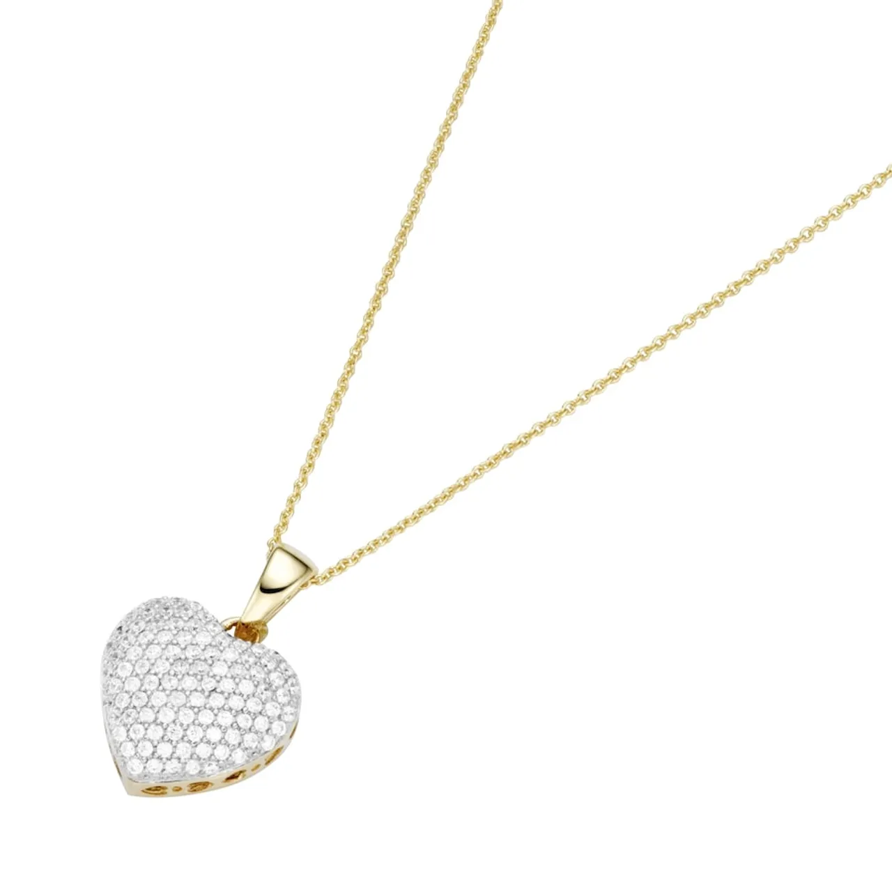 Luigi Merano - Kette mit Herz-Anhänger und Diamanten, Gold 585 Ketten Hellbraun Damen