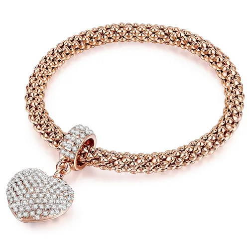 Lulu & Jane - Armband Herz Metall-Legierung Glas in Roségold Armbänder & Armreife Damen