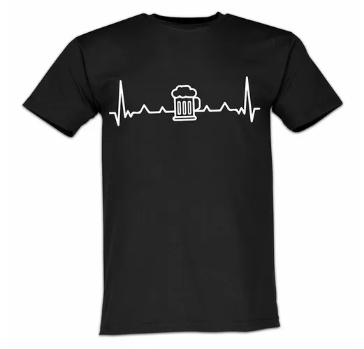 Lustige & Witzige T-Shirts T-Shirt T-Shirt Bier EKG Fun-Shirt Party Logo 74 T-Shirt, Logo, Spruch, Motto, Druck, Aufdruck
