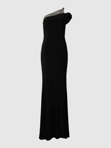 Luxuar Abendkleid mit One-Shoulder-Glitzerträger in Black
