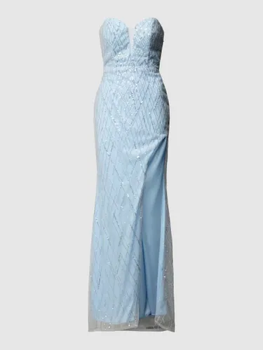 Luxuar Trägerloses Abendkleid mit Pailletten-Besatz in Hellblau