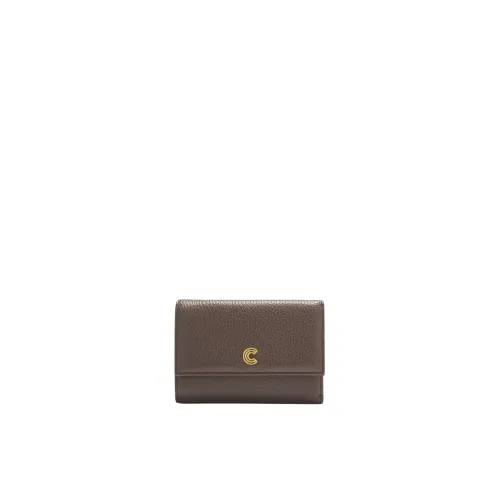 Luxuriöse Lederbrieftasche mit C-Logo,Luxuriöse Lederbrieftasche mit Metall-Detail,Myrine Leder Geldbörse mit Patte Coccinelle