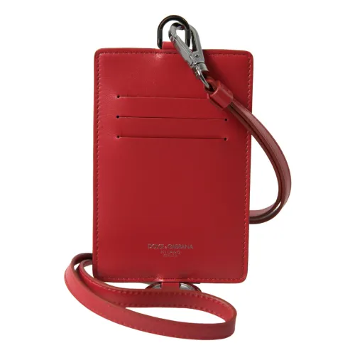 Luxuriöser Roter Leder Schlüsselband Kartenhalter Dolce & Gabbana