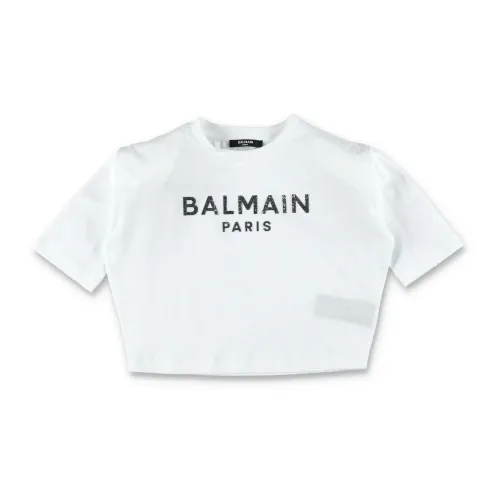 Mädchenbekleidung T-Shirts Polos Weiß/Schwarz Aw23 Balmain