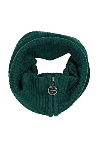 Made Of Merino Wool: Snood With A Logo Zip Dark Green