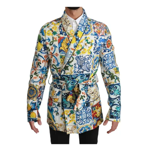 Majolica Brocade Leinen Mantel Jacke Dolce & Gabbana